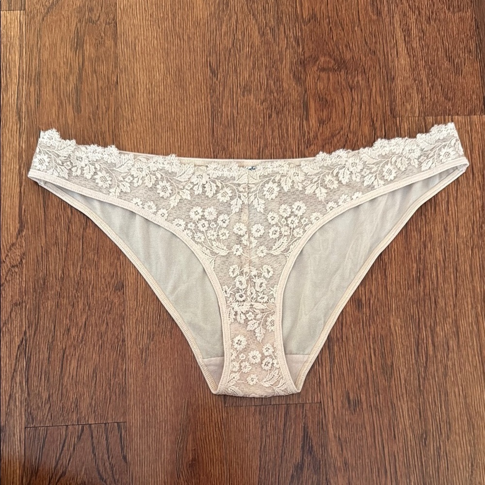 Free People Sheer Lace Panties | Cream Nude | Size Small | NWOT